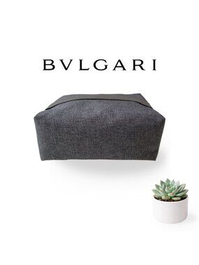 BVLGARI Gray Fabric Travel Toiletry Pouch – Emirates Exclusive